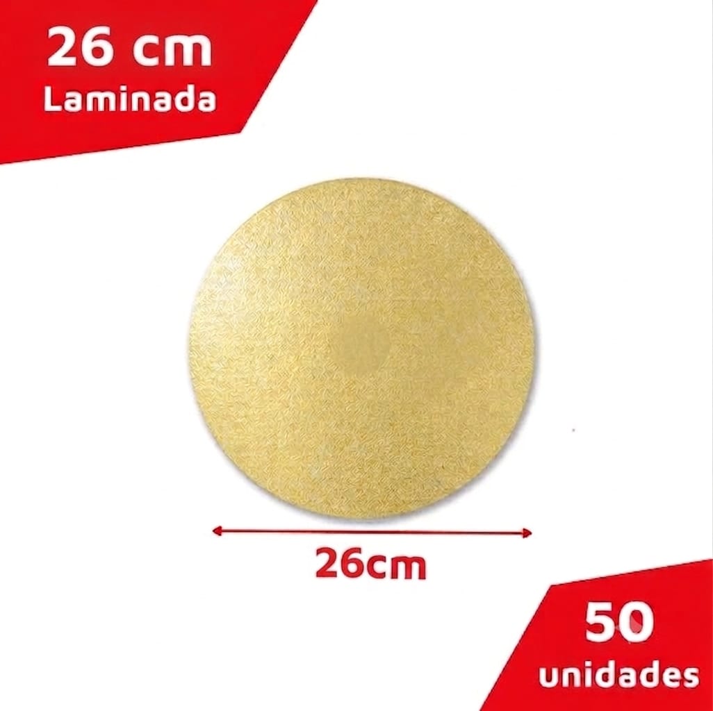 Base para Bolo em Cartão Redondo 3mm - 26cm UNITÁRIO