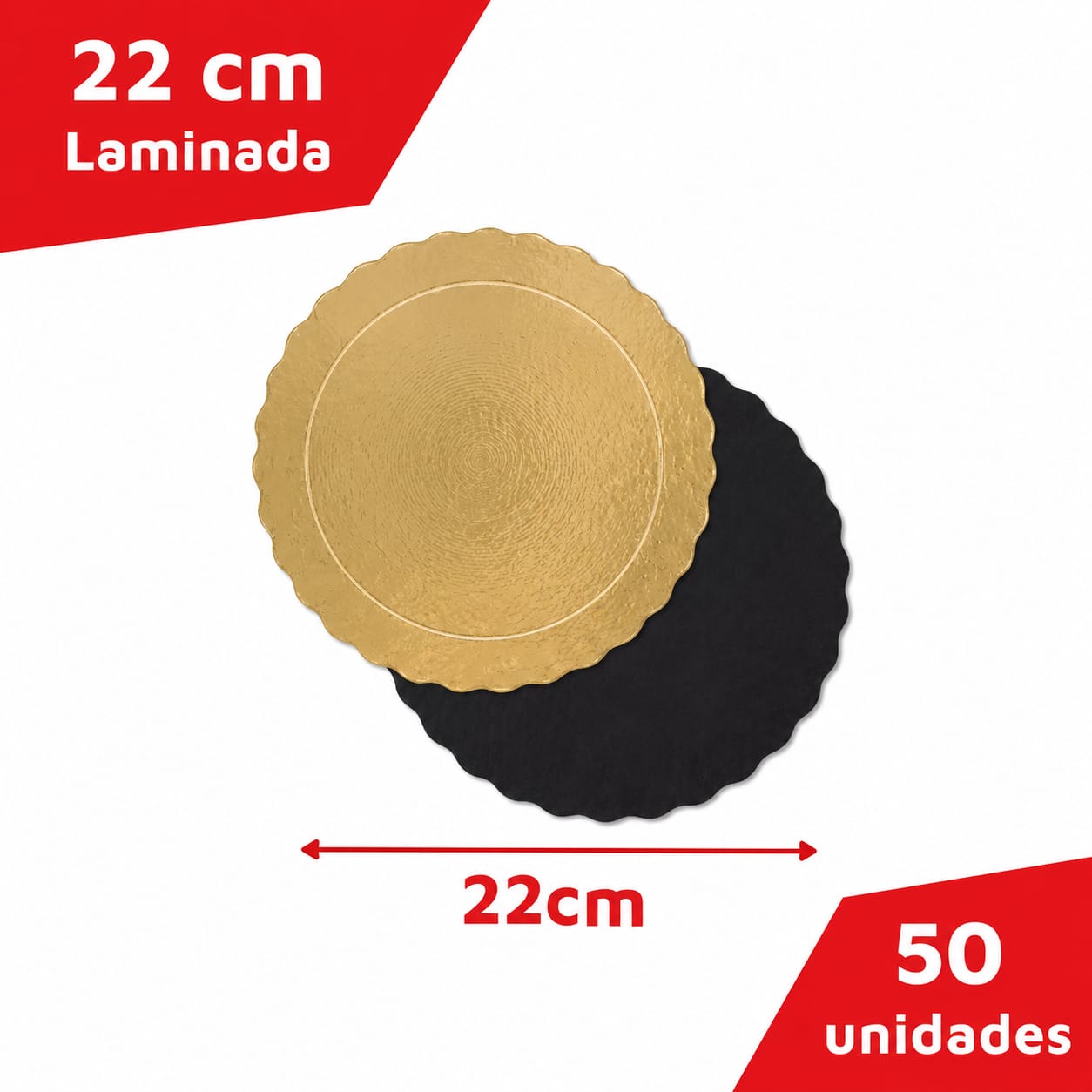 Base para Bolo em Cartão Ondulado 3mm - 22cm BOX COM 50